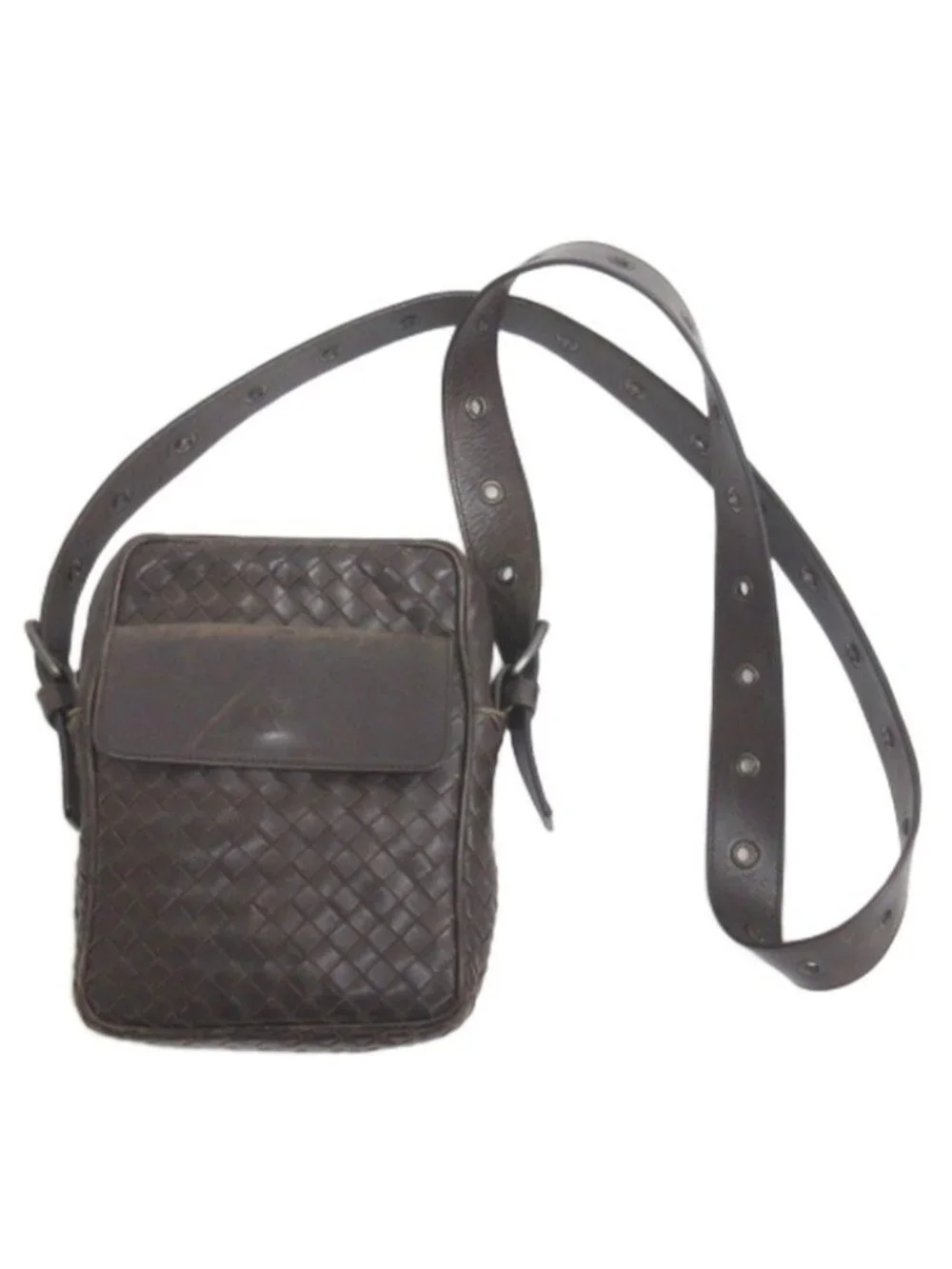 Bottega Veneta Intrecciato Shoulder Bag Leather Brown
